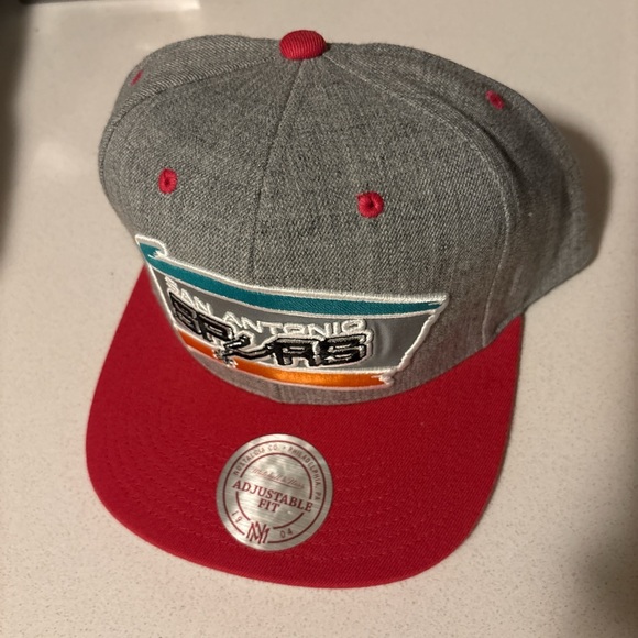 San Antonio Spurs Mitchell & Ness SnapBack Hat Grey & Pink New - Picture 4 of 4